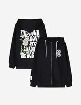 Sweatjacke - Rückenprint - schwarz