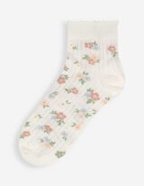 Socken - Florales Muster - wei&szlig;