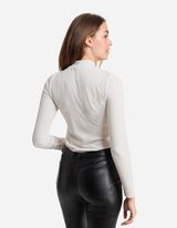 Langarmshirt - Mockneck - weiß