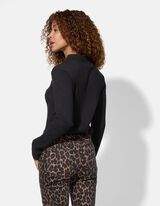 Majica z dolgimi rokavi - Rebrasta tekstura - crna