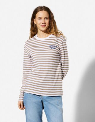 Langarmshirt - Streifen - hellbraun