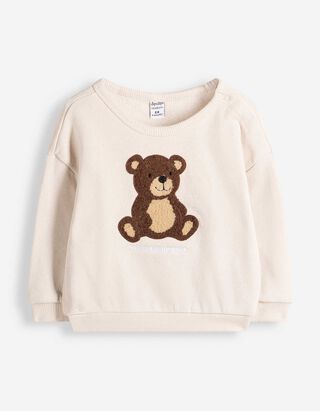 Sweat-shirt - Application en &eacute;ponge - beige