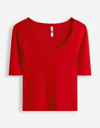 Gebreid overhemd - Viscosemix - rood