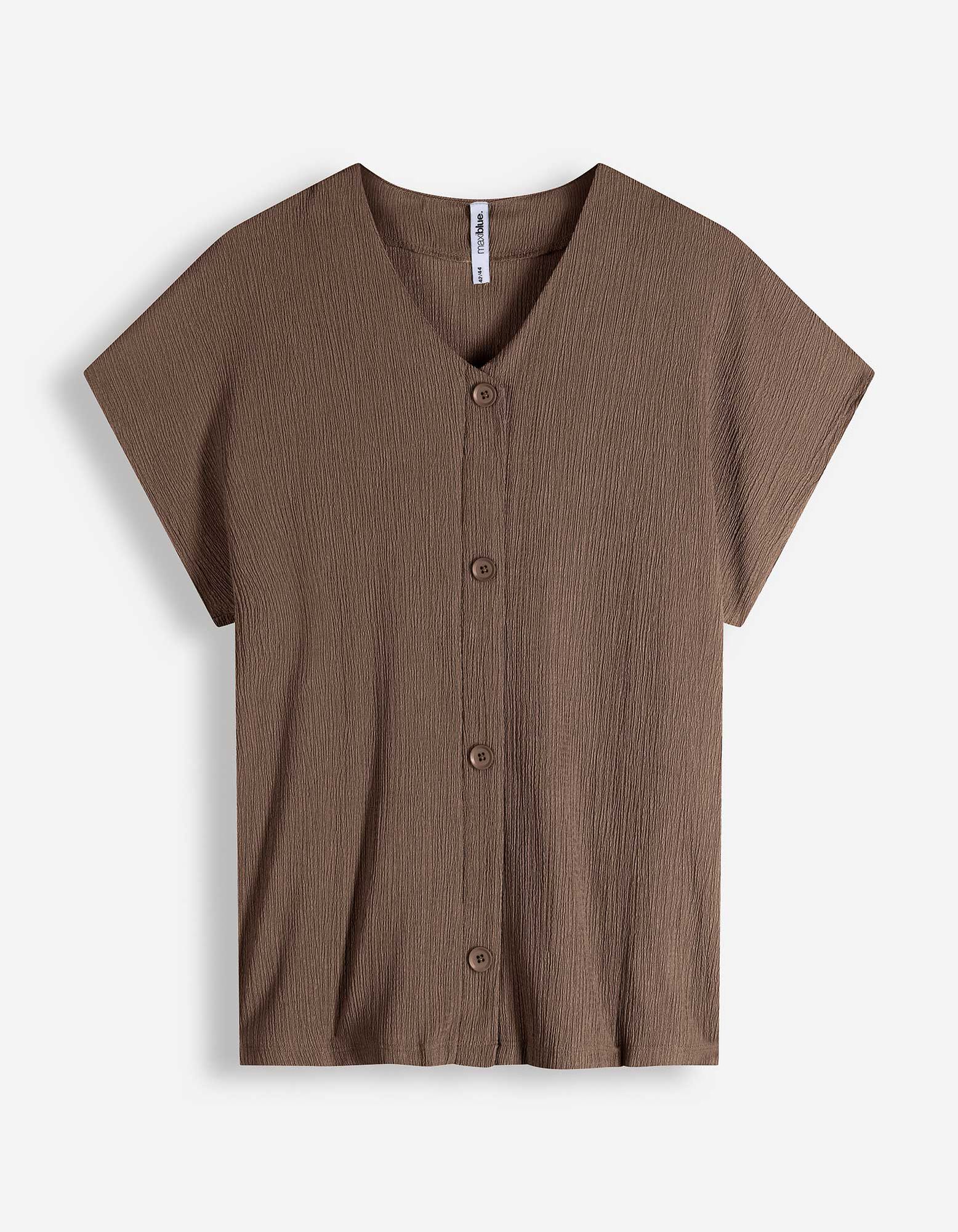 Blouseshirt - Knoopsluiting - bruin