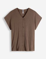 Blouseshirt - Knoopsluiting - bruin