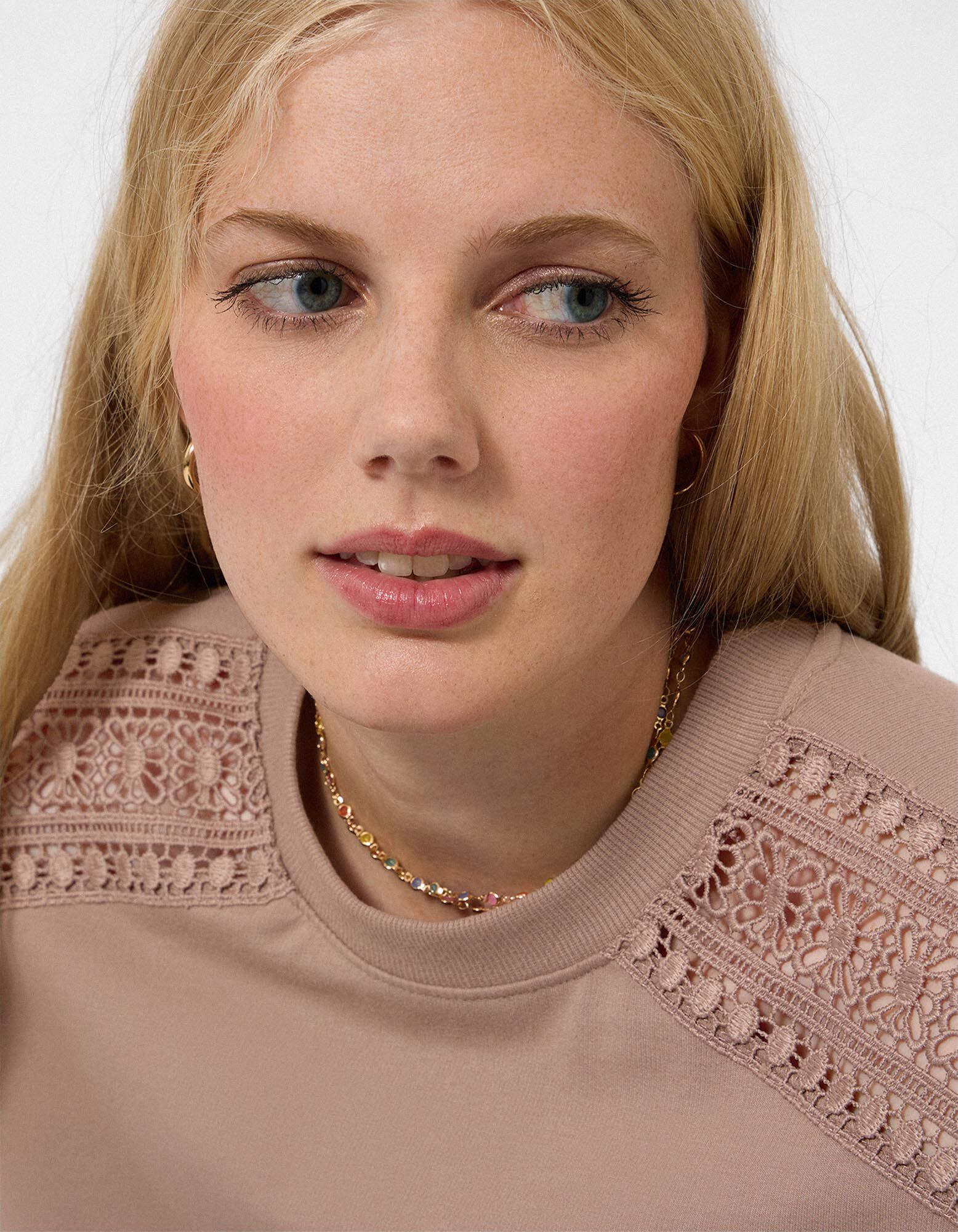 Sweatshirt - Metallic-Details - Braun