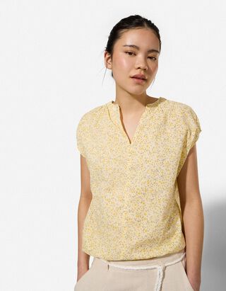 Blusenshirt - Allover-Print - hellgelb