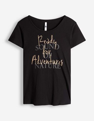 T-Shirt - Glitzerprint - schwarz