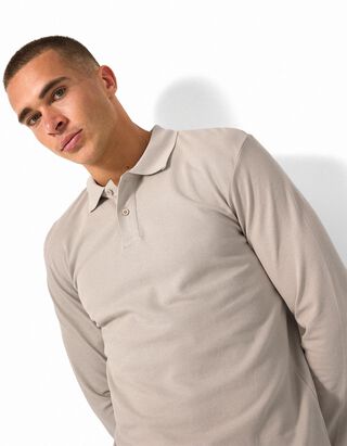 Langarmshirt - Polokragen - Beige