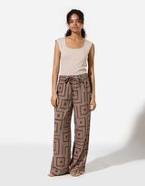 Pantalon palazzo - Viscose - Brun