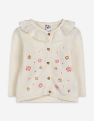 Cardigan - Stickerei - weiß