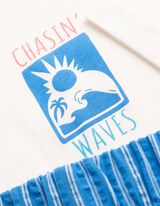 Pyjama Set aus Shirt und Shorts - Streifen - wei&szlig;