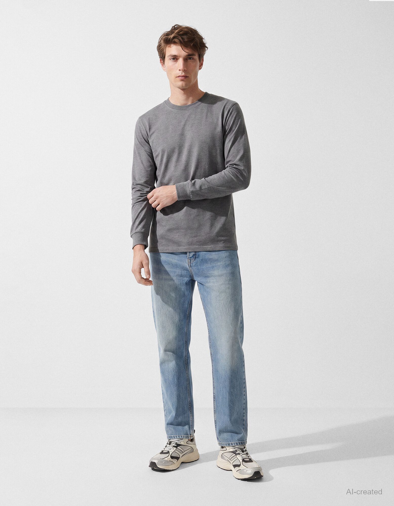 Tričko s dlh&yacute;mi ruk&aacute;vmi - Oversized Fit - Tmavosiv&aacute;