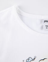 Cămașă cropped - Broderii - Alb