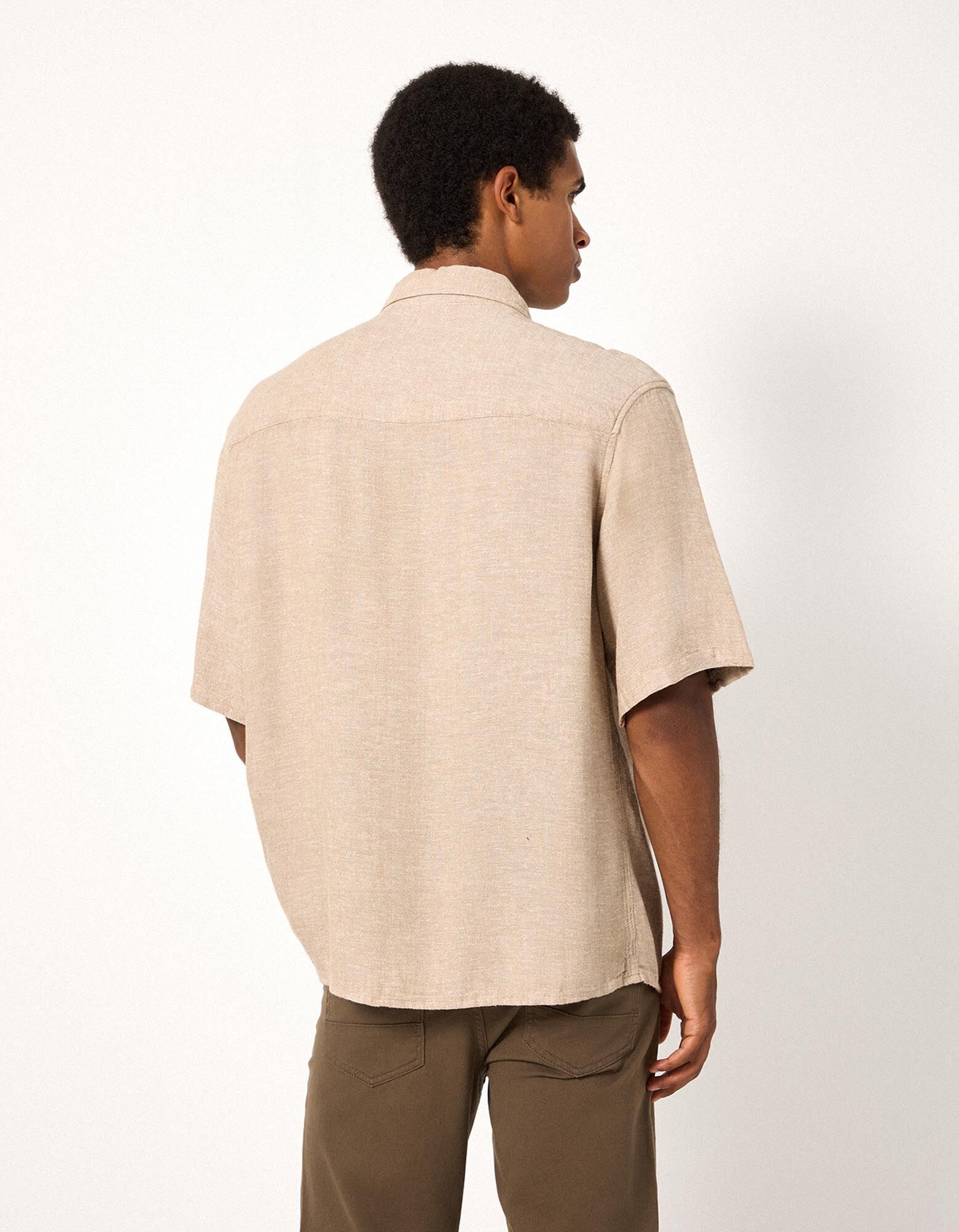 Overhemd - Korte mouwen - Beige