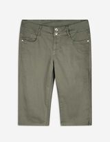 spodnie capri - farbowany denim - ciemny zielony