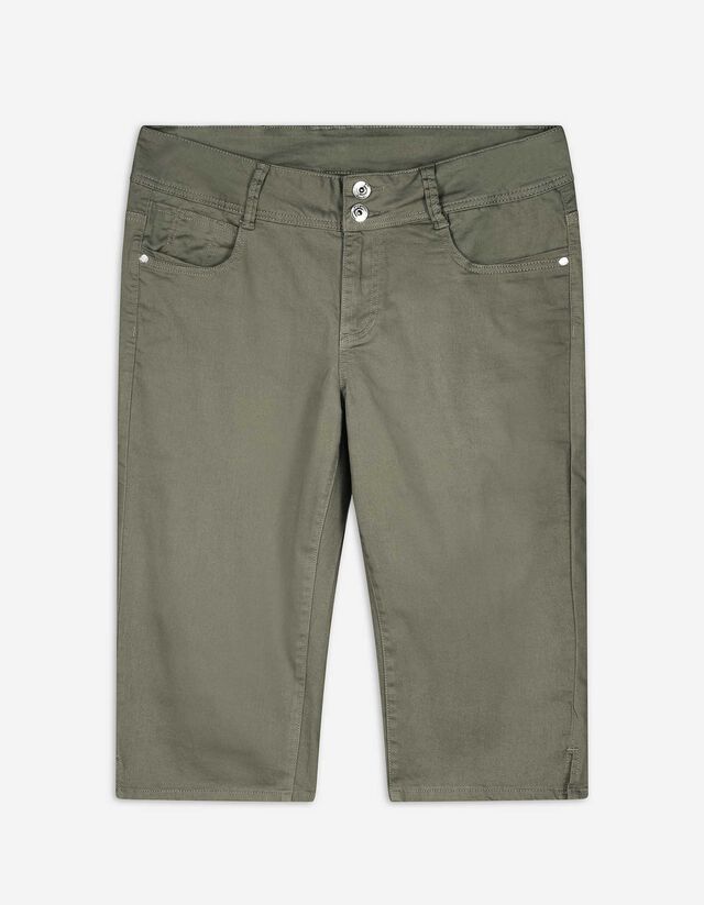 spodnie capri - farbowany denim - ciemny zielony