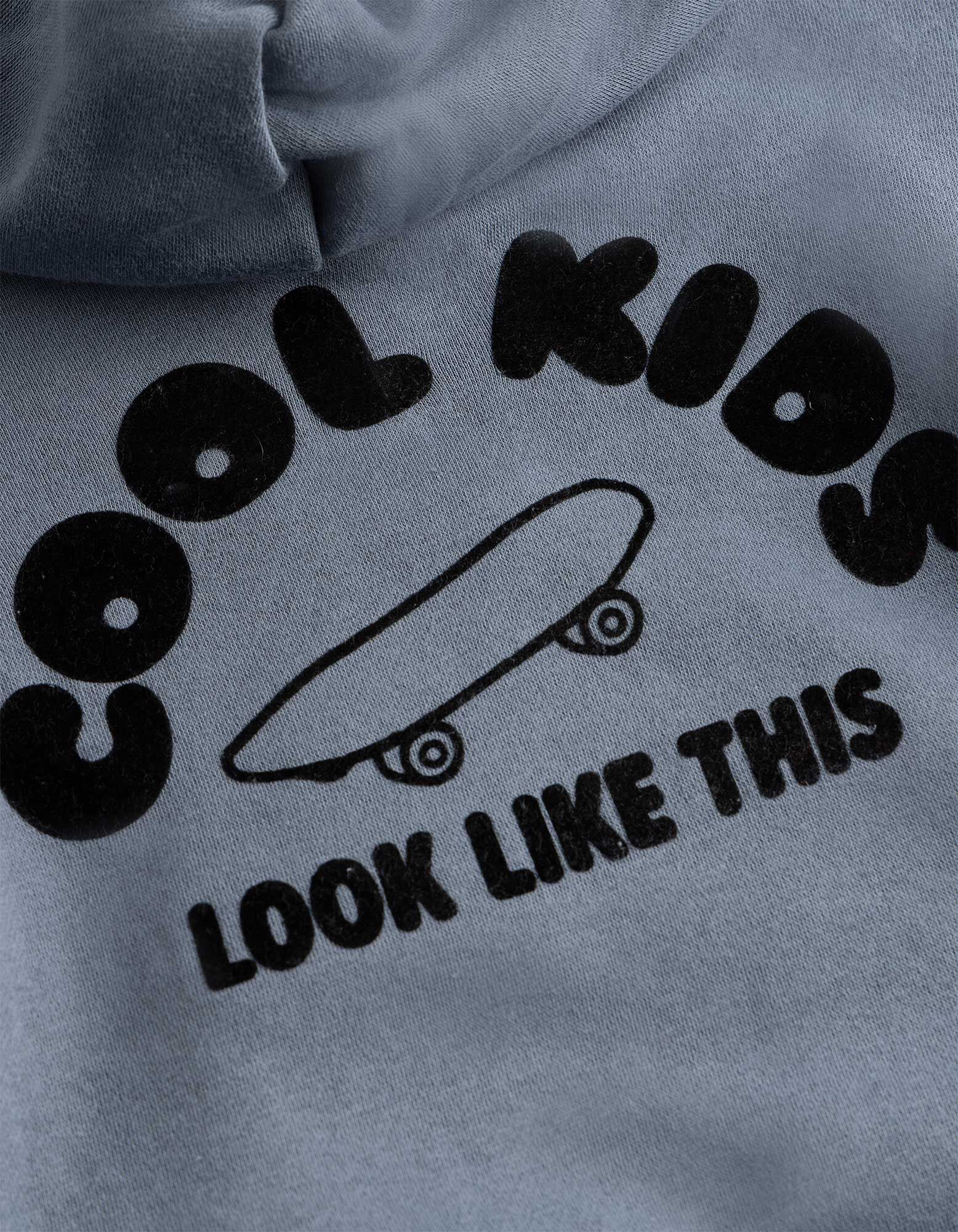 Hoodie - Print op rug - Petrolblauw