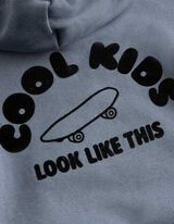 Hoodie - Print op rug - Petrolblauw