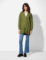 Cardigan lungo - Scollo a V - verde