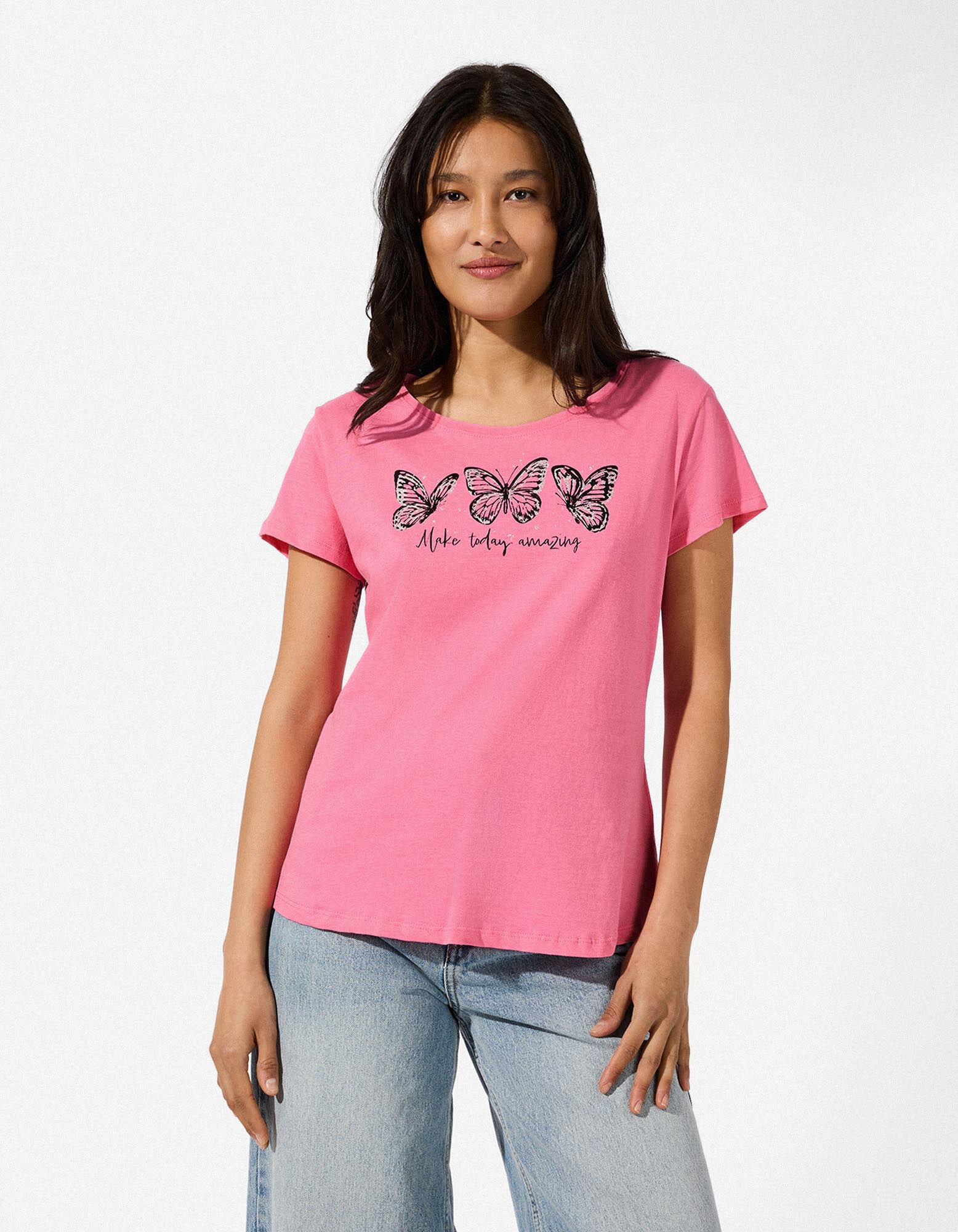 T-shirt - Glitterprint - Roze