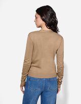 Strickjacke - Aufgesetze Taschen - hellbraun