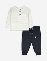 Set aus Langarmshirt und Hose - Streifen - weiß