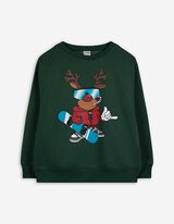 Pulover - Sprednji tisk - temno zelena