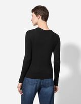 Strickpullover - Zierknöpfe - schwarz