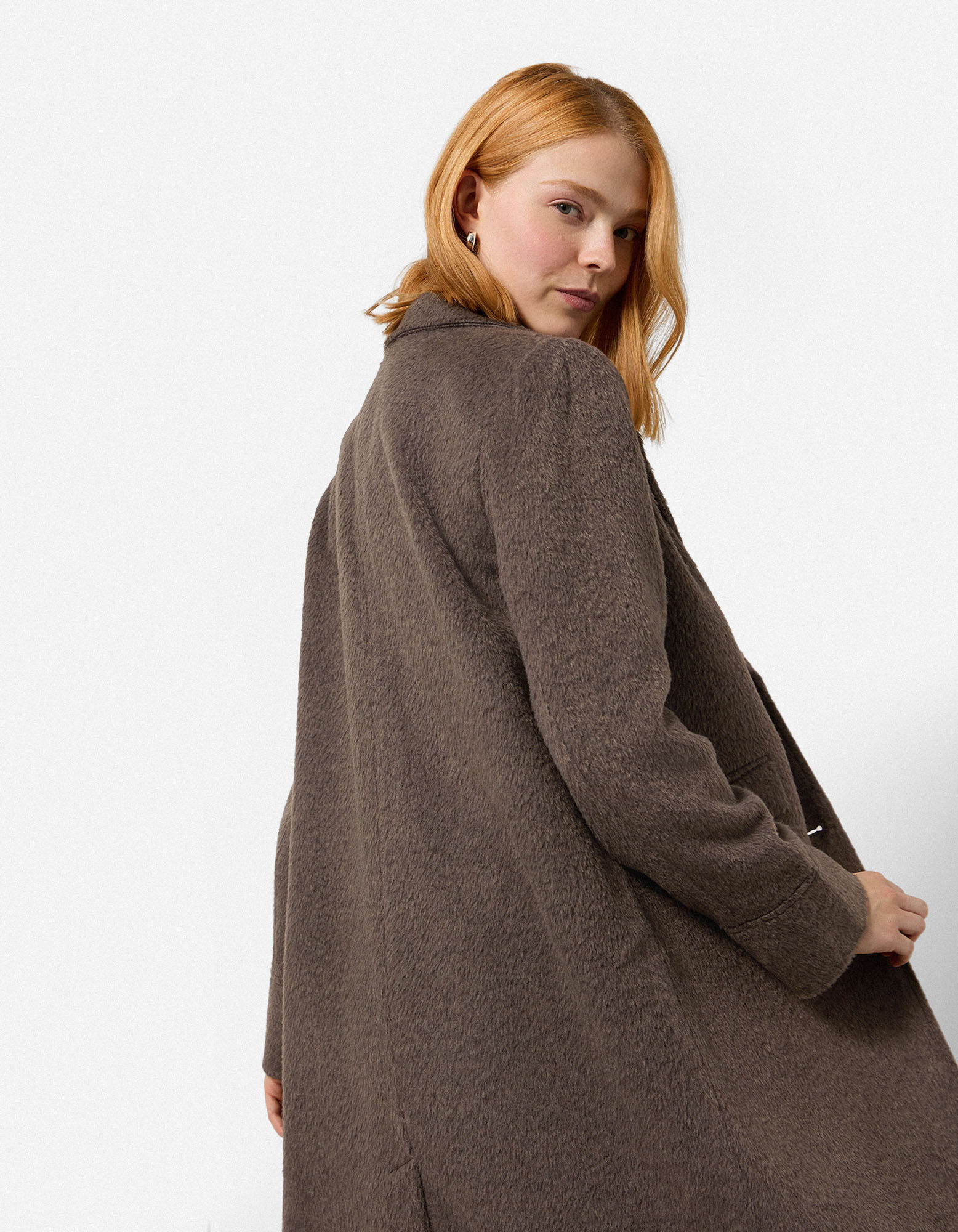 Mantel - Wol look - bruin