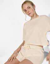 Pyjama Set aus Shirt und Shorts - Waffelstruktur - wei&szlig;