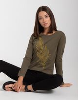 Majica dolg rokav - Potisk - temno zelena