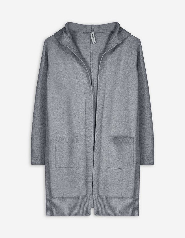 Lang vest - Wol look - donkergrijs