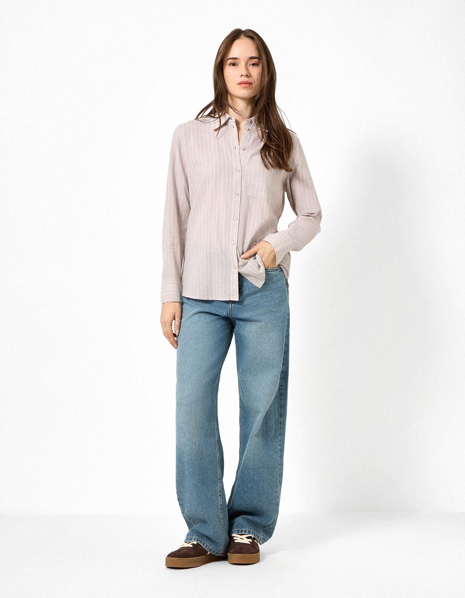 Hemd - Streifen - Beige