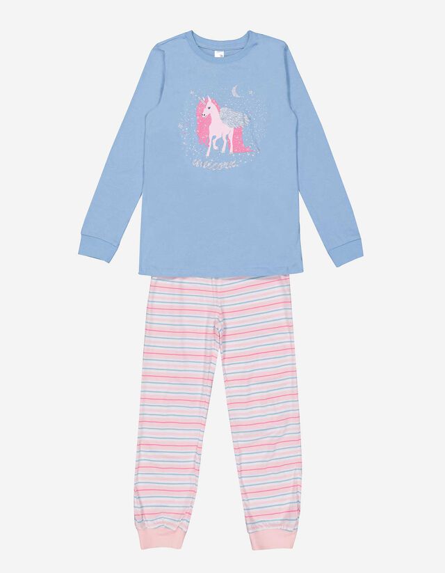 Mädchen Pyjama Set aus Shirt und Hose - Glitzer-Print  