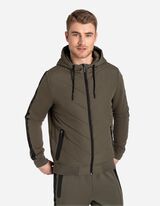 Dukserica sa kapuljačom - Kontrastne pruge - tamno-zelena