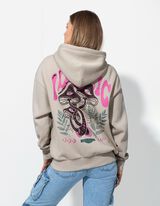 Felpa aperta - Stampa sul retro - beige