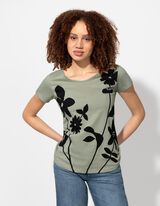 Majica kratkih rukava - Cvjetni uzorak - svijetlo zelena