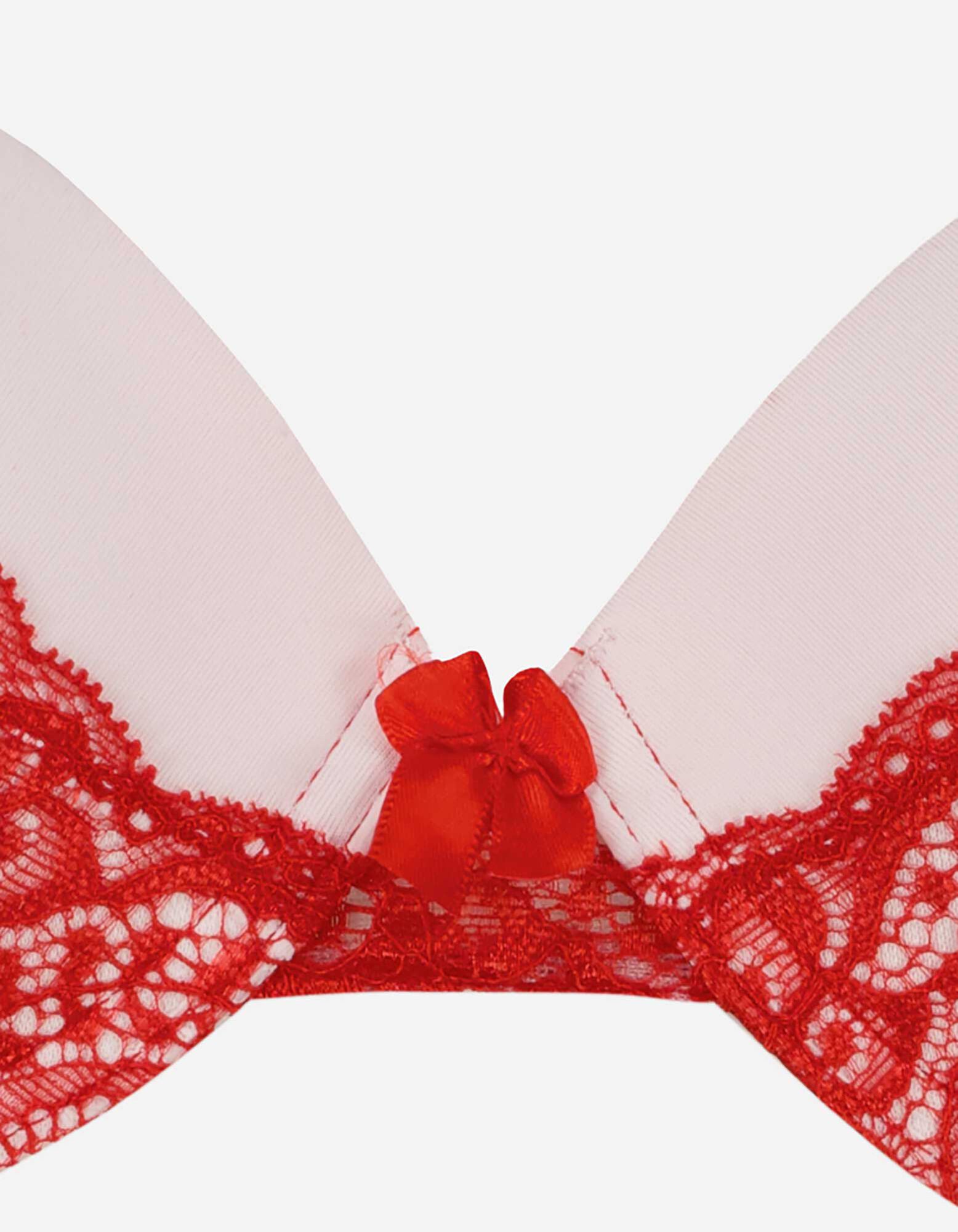 Soutien-gorge ampliforme - Passementerie en dentelle - Rose