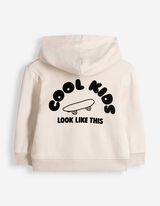 Hoodie - Print op rug - Beige