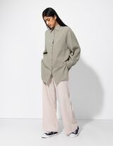 Longbluse - Musselin - grün