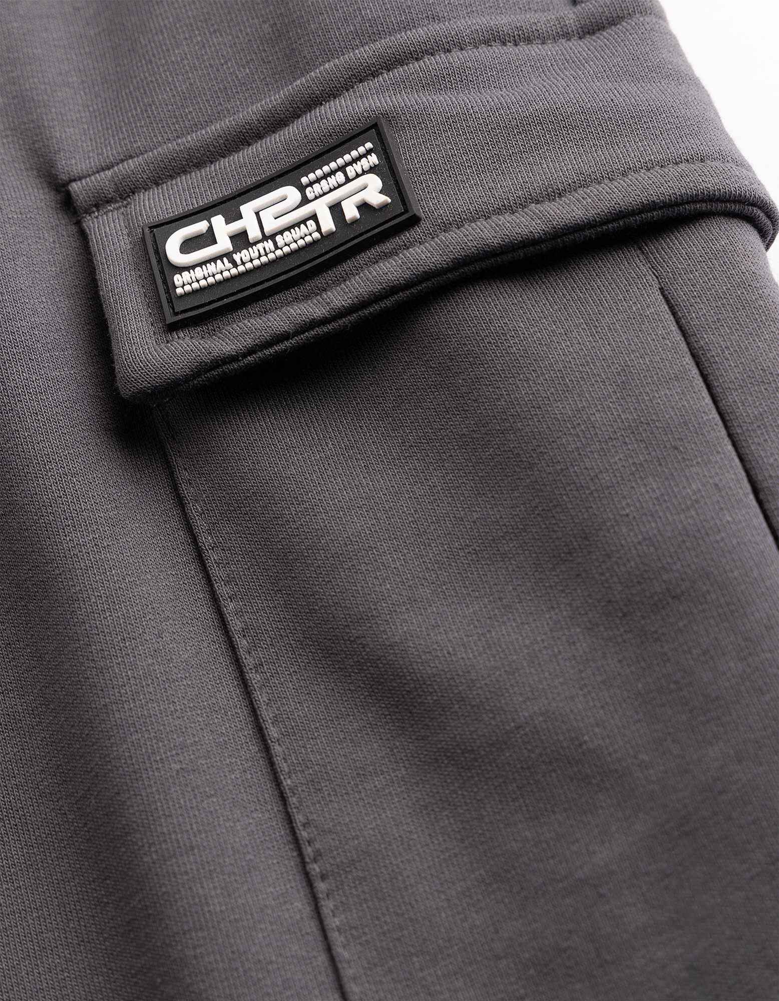 Short cargo - Molleton - Gris fonc&eacute;