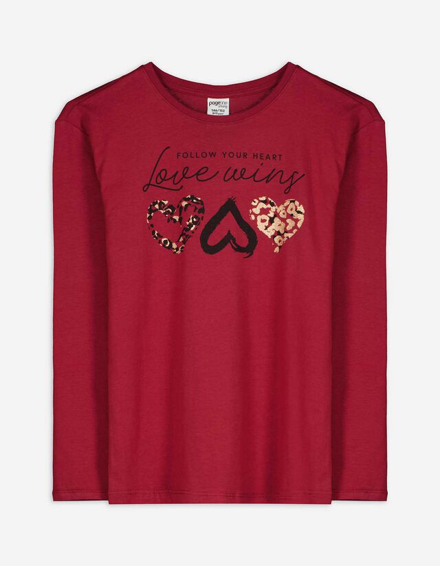 T-shirt à manches longues - Imprimé - Rouge foncé