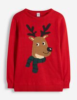 Strickpullover - Applikation - Rot