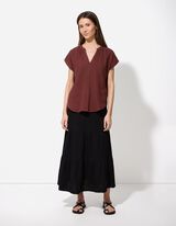 Bluse - Musselin - dunkelbraun