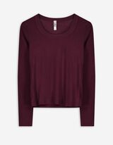 Langarmshirt - Rippenstruktur - dunkellila