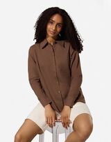 Hemdbluse - Braun