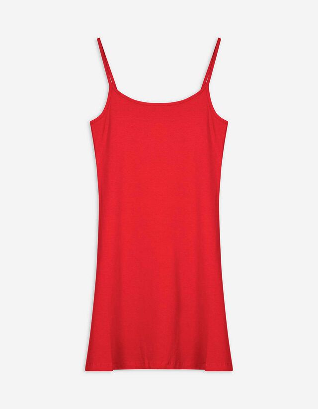 Kleid in A-Linie - Spaghettiträger - rot