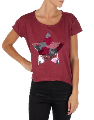 Damen T-Shirt mit Pailletten-Besatz