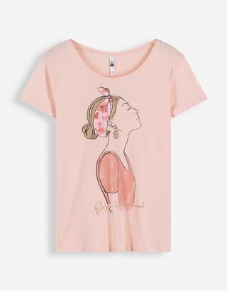 T-Shirt - Glitzerprint - rosa
